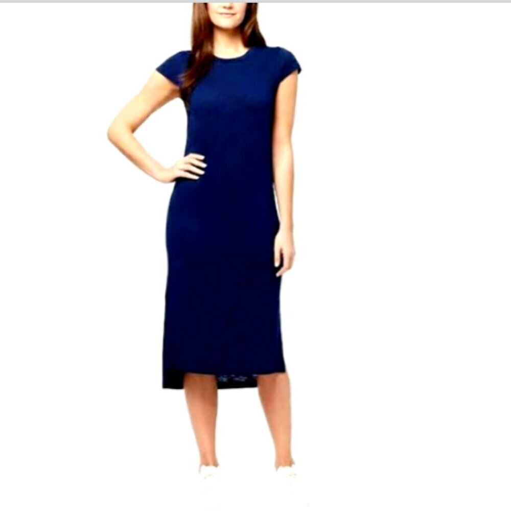 NWT Jessica Simpson Brees Midi‎ T Shirt Dress Navy Blue Short Sleeve Sz XL #43i